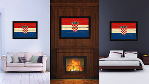 Croatia Country Flag Vintage Canvas Print with Black Picture Frame Home Decor Gifts Wall Art Decoration Artwork