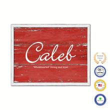 Load image into Gallery viewer, Caleb Name Plate White Wash Wood Frame Canvas Print Boutique Cottage Decor Shabby Chic
