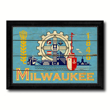 Load image into Gallery viewer, Milwaukee City Wisconsin State Vintage Flag Canvas Print Black Picture Frame
