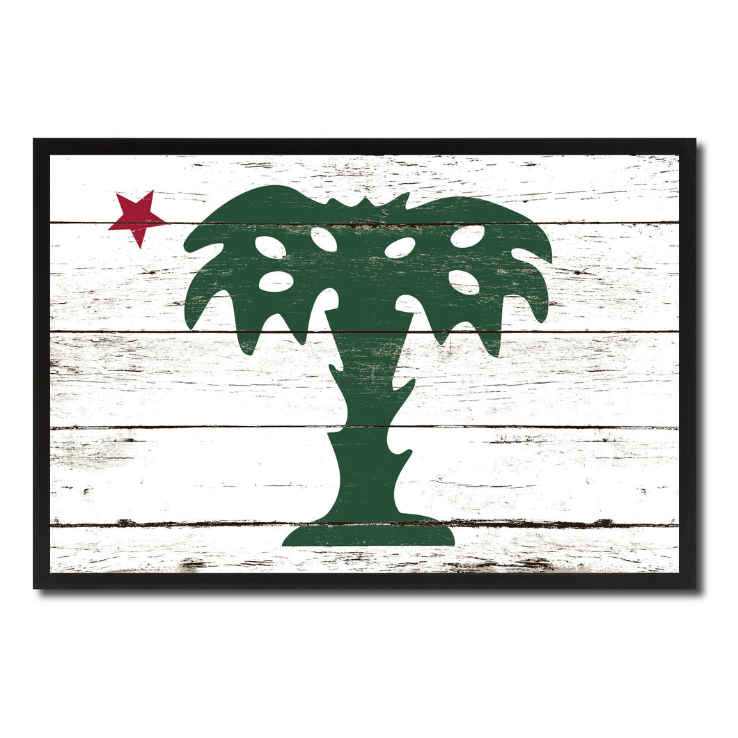 South Carolina Palmetto Guard Military Flag Vintage Canvas Print with Picture Frame Home Decor Man Cave Wall Art Collectible Decoration Artwork Gifts