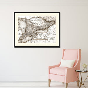 Ontario Canada Vintage Sepia Map Canvas Print, Picture Frame Gifts Home Decor Wall Art Decoration