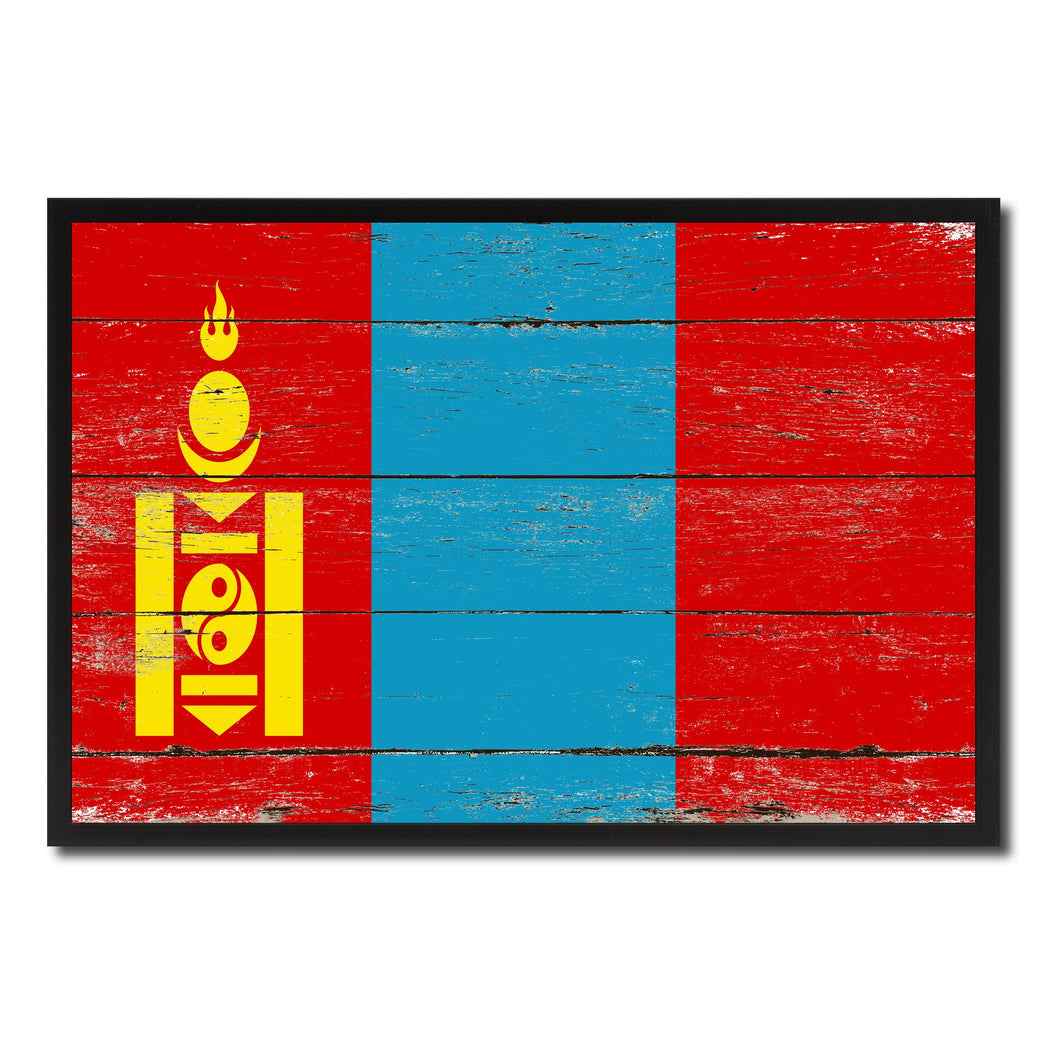 Mongolia Country National Flag Vintage Canvas Print with Picture Frame Home Decor Wall Art Collection Gift Ideas