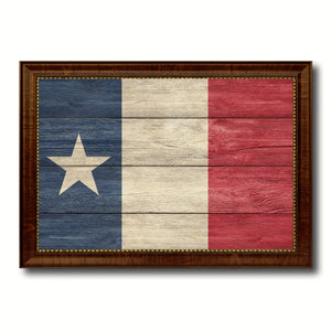 Texas Dodson Historical Flag Texture Canvas Print with Brown Picture Frame Home Decor Wall Art Gifts