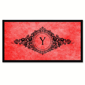 Alphabet Letter Y Red Canvas Print, Black Custom Frame