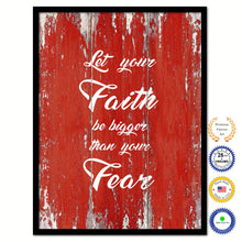 Load image into Gallery viewer, Let your Faith be bigger than your fear Bible Verse Scripture Quote Red Canvas Print with Picture Frame
