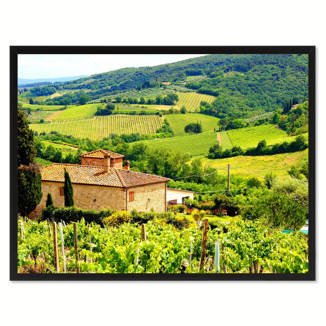 Vineyard Tuscany Italy Landscape Photo Canvas Print Pictures Frames Home Décor Wall Art Gifts