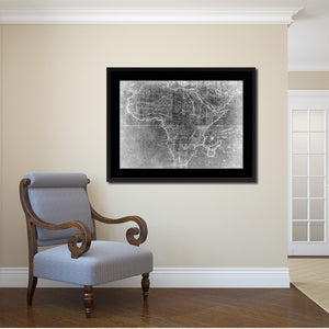 Africa Mapmaker Vintage Monochrome Map Canvas Print, Gifts Picture Frames Home Decor Wall Art