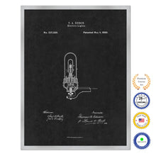 Load image into Gallery viewer, 1880 Thomas Edison Electric Lights Antique Patent Artwork Silver Framed Canvas Home Office Decor Great for Thomas Edison Lover Electrician Inventor

