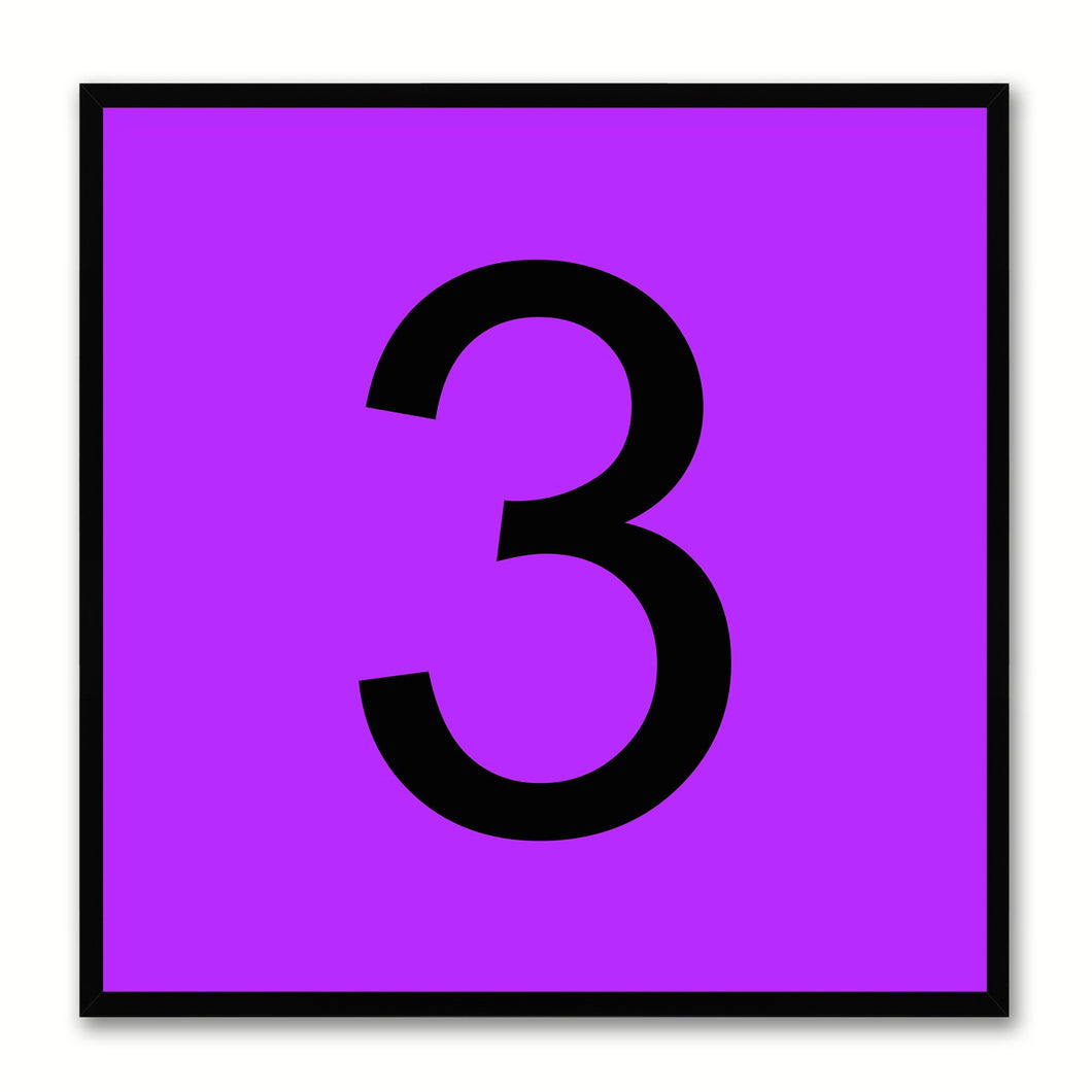 Number 3 Purple Canvas Print Black Frame Kids Bedroom Wall Décor Home Art