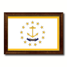 Load image into Gallery viewer, Rhode Island State Flag Canvas Print with Custom Brown Picture Frame Home Decor Wall Art Decoration Gifts
