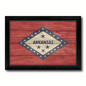 Arkansas State Flag Texture Canvas Print with Black Picture Frame Home Decor Man Cave Wall Art Collectible Decoration Artwork Gifts