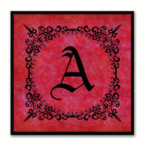 Alphabet A Red Canvas Print Black Frame Kids Bedroom Wall Décor Home Art