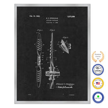 Load image into Gallery viewer, 1942 Airplane Propeller Antique Patent Artwork Silver Framed Canvas Home Office Decor Great for Pilot Gift
