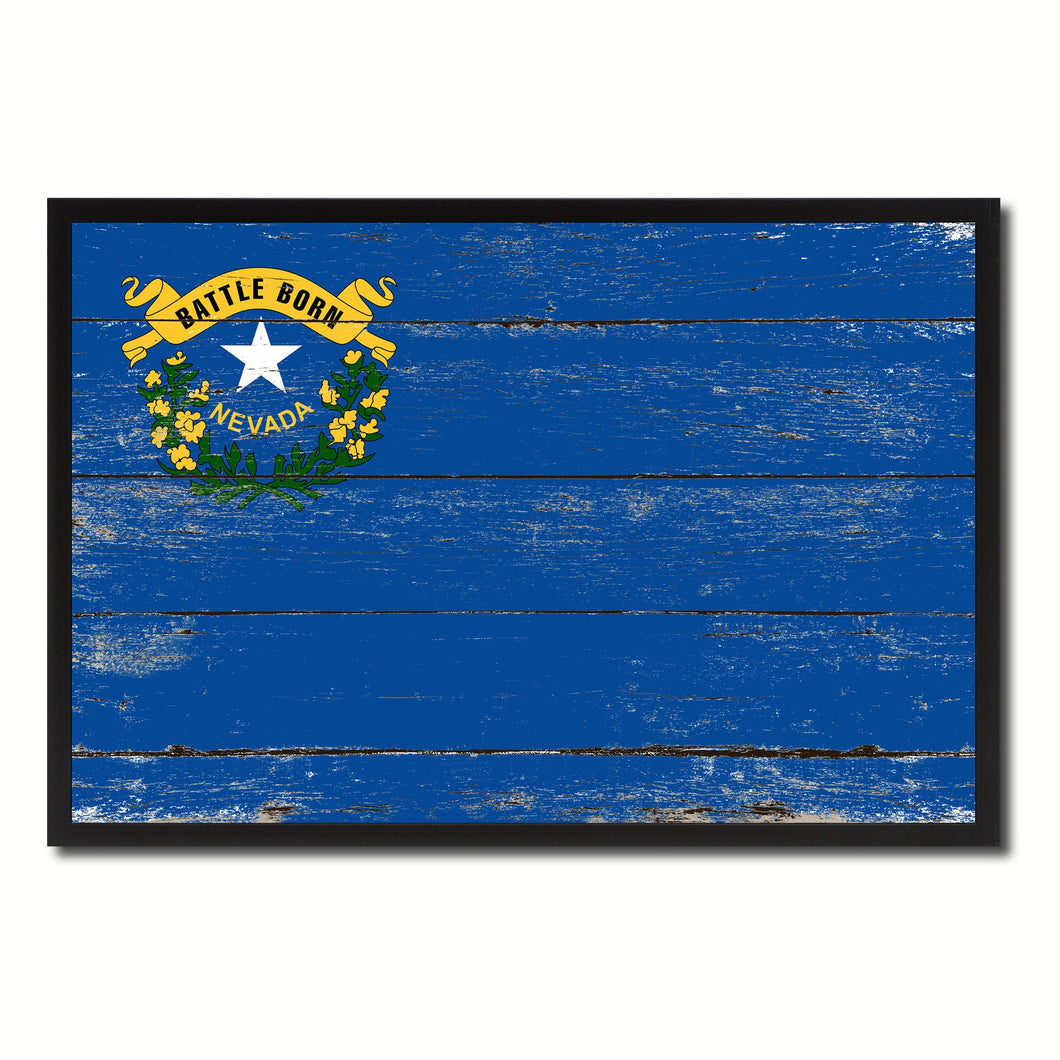 Nevada State Flag Vintage Canvas Print with Black Picture Frame Home DecorWall Art Collectible Decoration Artwork Gifts