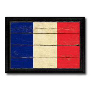 France Country Flag Vintage Canvas Print with Black Picture Frame Home Decor Gifts Wall Art Decoration Artwork