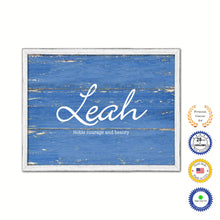 Load image into Gallery viewer, Leah Name Plate White Wash Wood Frame Canvas Print Boutique Cottage Decor Shabby Chic
