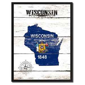 Wisconsin State Flag Gifts Home Decor Wall Art Canvas Print Picture Frames