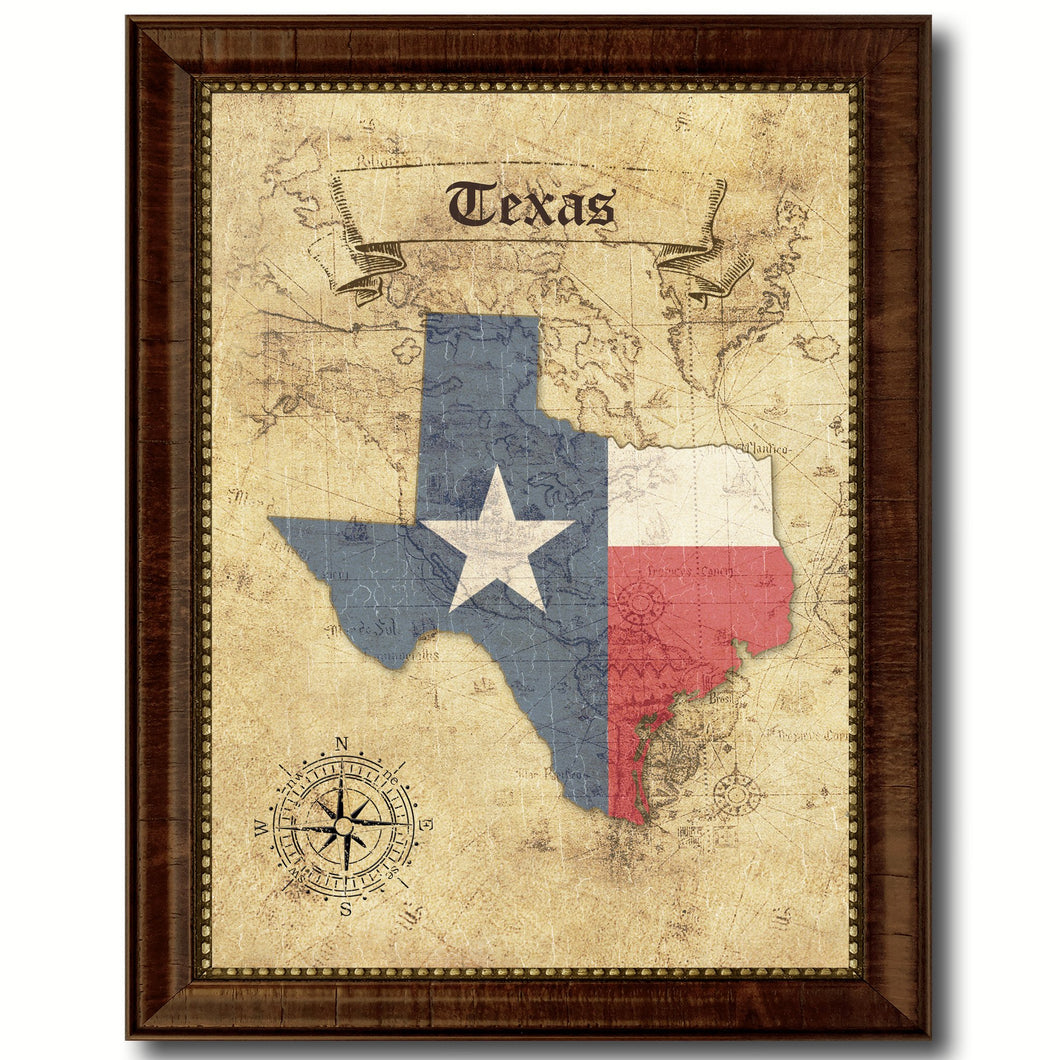 Texas State Vintage Map Home Decor Wall Art Office Decoration Gift Ideas