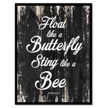 Load image into Gallery viewer, Float like a butterfly sting like a bee - Muhammad Ali Motivational Quote Saying Canvas Print with Picture Frame Home Decor Wall Art, Black
