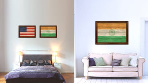 Miami City Florida State Texture Flag Canvas Print Brown Picture Frame