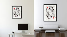 Load image into Gallery viewer, Queen Diamond Poker Decks of Vintage Cards Print on Canvas Black Custom Framed
