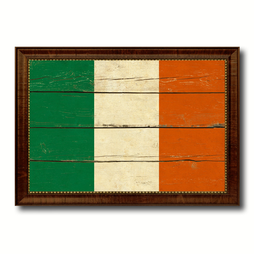 Ireland Country Flag Vintage Canvas Print with Brown Picture Frame Home Decor Gifts Wall Art Decoration Artwork