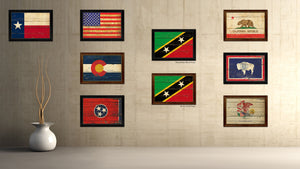 Saint Kitts and Nevis Country Flag Vintage Canvas Print with Brown Picture Frame Home Decor Gifts Wall Art Decoration Artwork