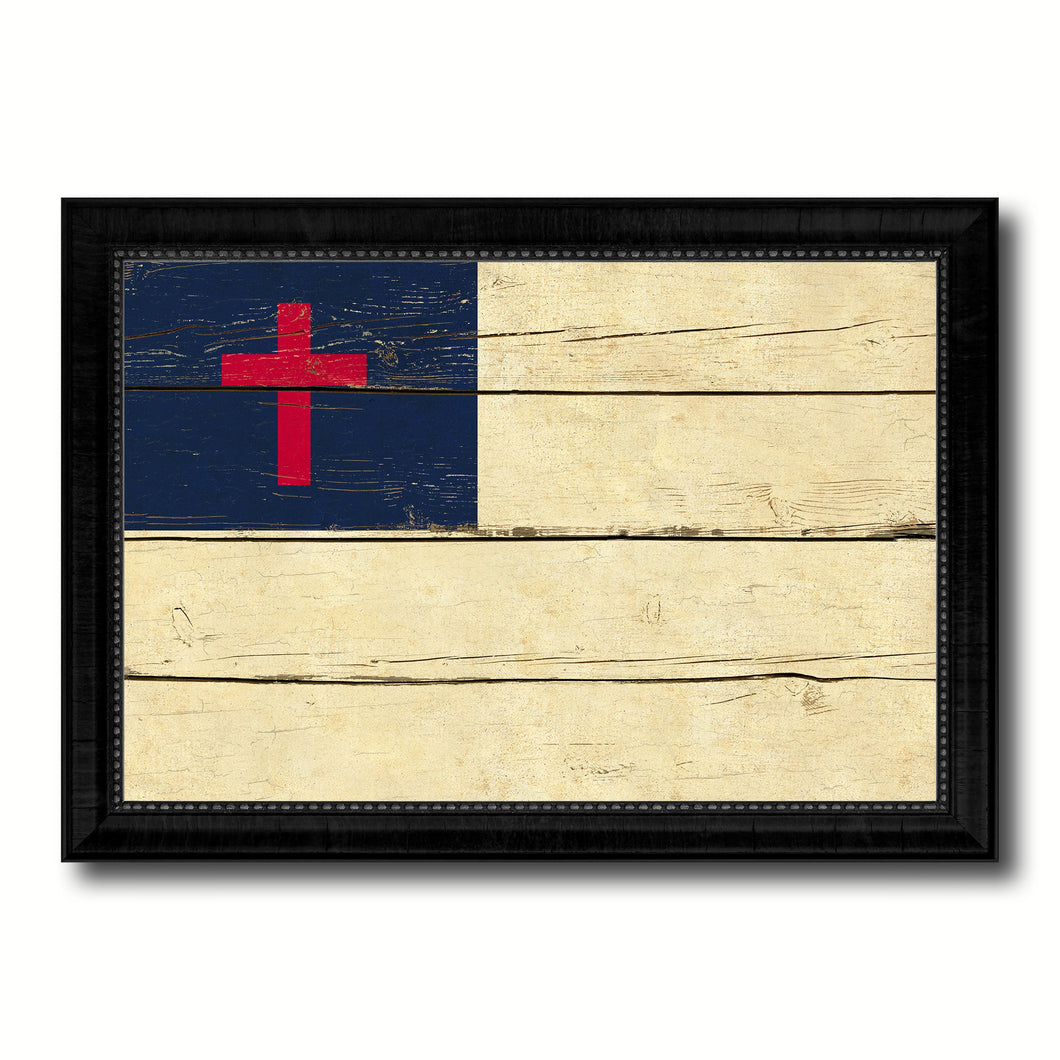 Kayso Christian Religious Flag Vintage Canvas Print with Black Picture Frame Home Decor Wall Art Decoration Gift Ideas