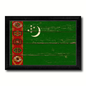 Turkmenistan Country Flag Vintage Canvas Print with Black Picture Frame Home Decor Gifts Wall Art Decoration Artwork