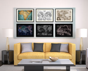 Oceania Vintage Vivid Sepia Map Canvas Print, Picture Frames Home Decor Wall Art Decoration Gifts