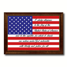 Load image into Gallery viewer, The Pledge of Allegiance American USA Flag Canvas Print with Brown Picture Frame Home Decor Wall Art Gift Ideas
