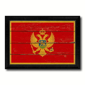 Montenegro Country Flag Vintage Canvas Print with Black Picture Frame Home Decor Gifts Wall Art Decoration Artwork