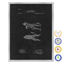 Load image into Gallery viewer, 1897 Fishing Artificial Fish Bait Antique Patent Artwork Silver Framed Canvas Home Office Decor Great for Fisherman Cabin Lake House
