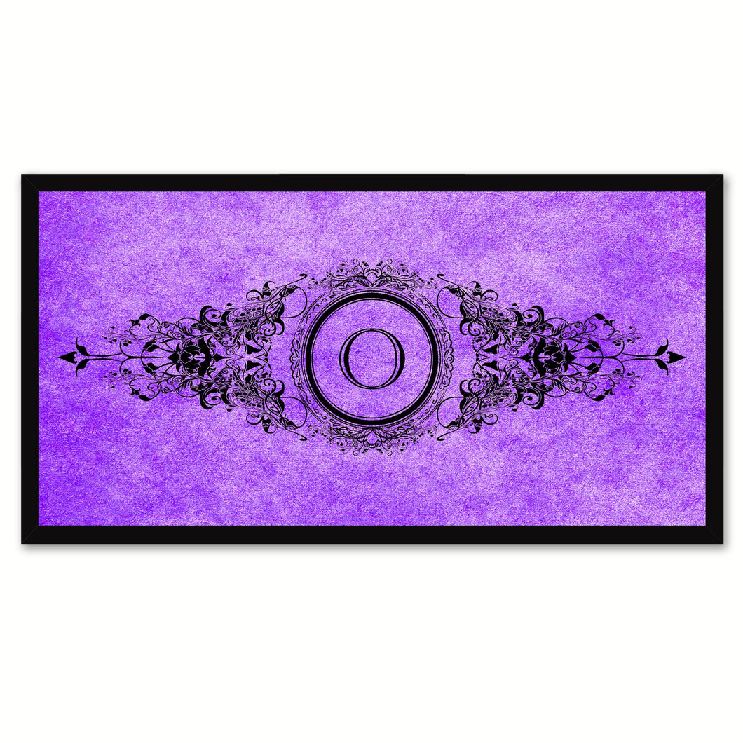 Alphabet Letter O Purple Canvas Print, Black Custom Frame