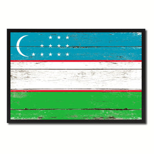 Uzbekistan Country National Flag Vintage Canvas Print with Picture Frame Home Decor Wall Art Collection Gift Ideas