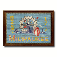 Load image into Gallery viewer, Milwaukee City Wisconsin State Texture Flag Canvas Print Brown Picture Frame
