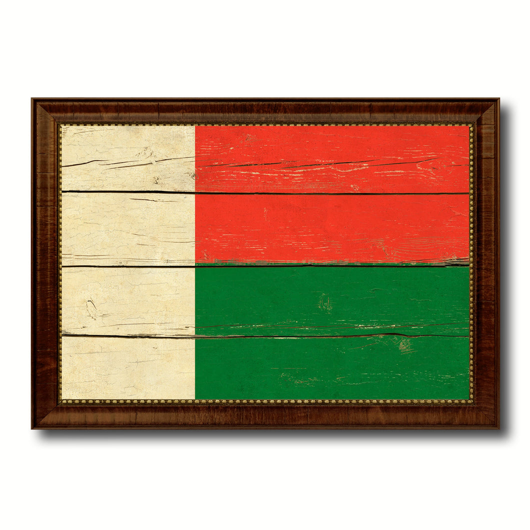 Madagascar Country Flag Vintage Canvas Print with Brown Picture Frame Home Decor Gifts Wall Art Decoration Artwork