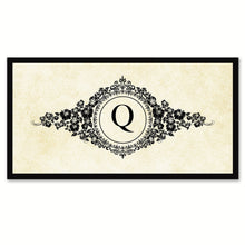 Load image into Gallery viewer, Alphabet Letter Q White Canvas Print, Black Custom Frame
