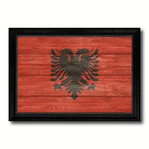 Albania Country Flag Texture Canvas Print with Black Picture Frame Home Decor Wall Art Decoration Collection Gift Ideas