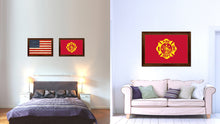 Load image into Gallery viewer, Fire Department Fire Fighter USA Flag Canvas Print with Brown Picture Frame Home Decor Wall Art Gift Ideas
