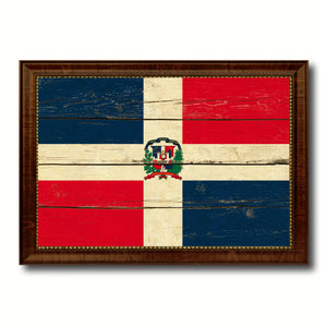 Dominican Republic Country Flag Vintage Canvas Print with Brown Picture Frame Home Decor Gifts Wall Art Decoration Artwork