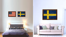 Load image into Gallery viewer, Sweden Country Flag Texture Canvas Print with Brown Custom Picture Frame Home Decor Gift Ideas Wall Art Decoration
