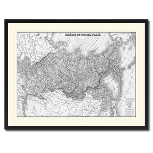 Russia Siberia Vintage B&W Map Canvas Print, Picture Frame Home Decor Wall Art Gift Ideas