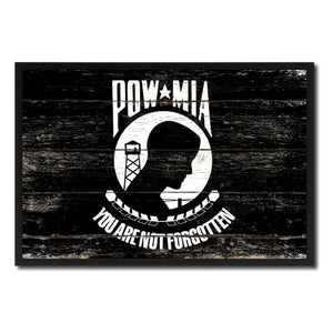 Pow Mia Military Flag Vintage Canvas Print with Picture Frame Home Decor Man Cave Wall Art Collectible Decoration Artwork Gifts