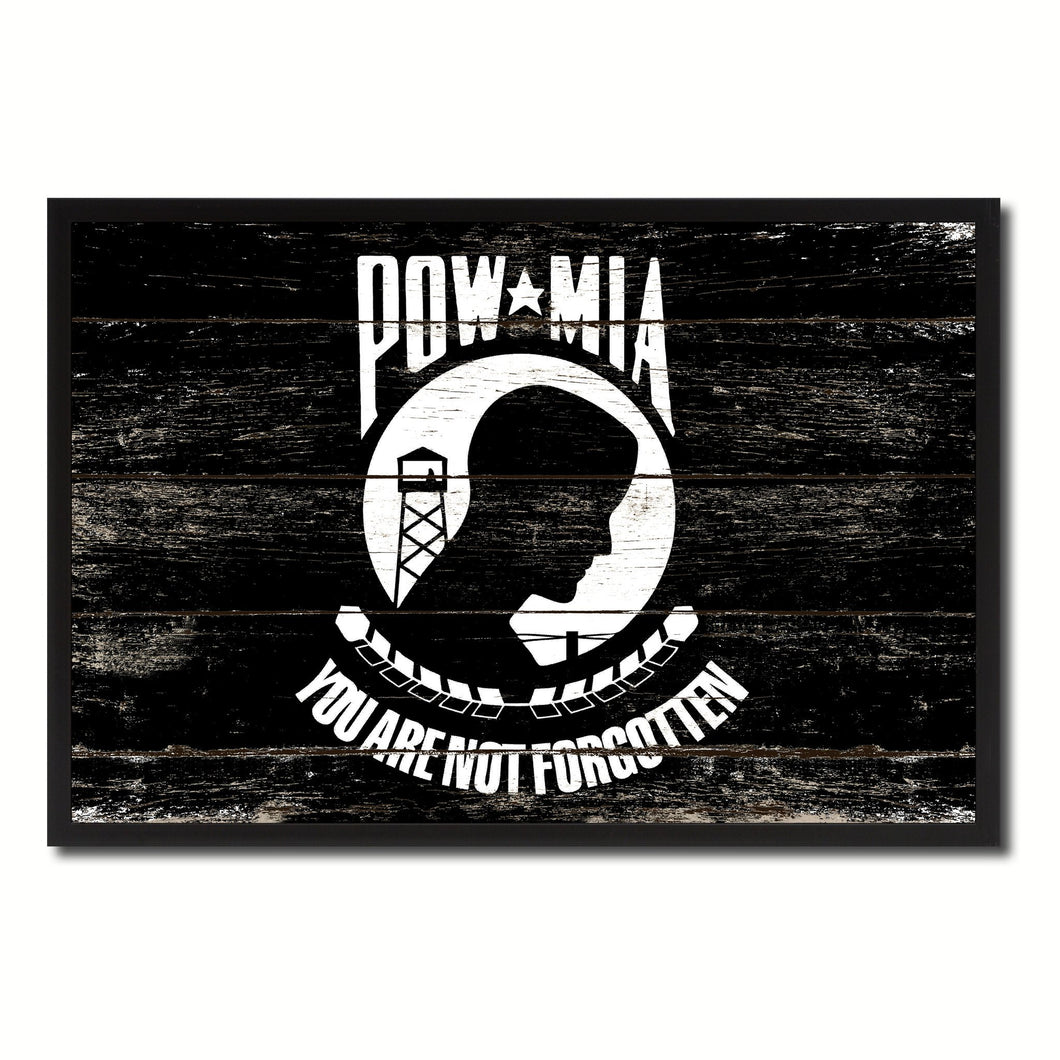 Pow Mia Military Flag Vintage Canvas Print with Picture Frame Home Decor Man Cave Wall Art Collectible Decoration Artwork Gifts