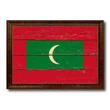 Load image into Gallery viewer, Maldives Country Flag Vintage Canvas Print with Brown Picture Frame Home Decor Gifts Wall Art Decoration Artwork
