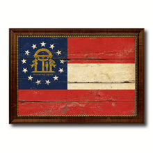 Load image into Gallery viewer, Georgia State Vintage Flag Canvas Print with Brown Picture Frame Home Decor Man Cave Wall Art Collectible Decoration Artwork Gifts
