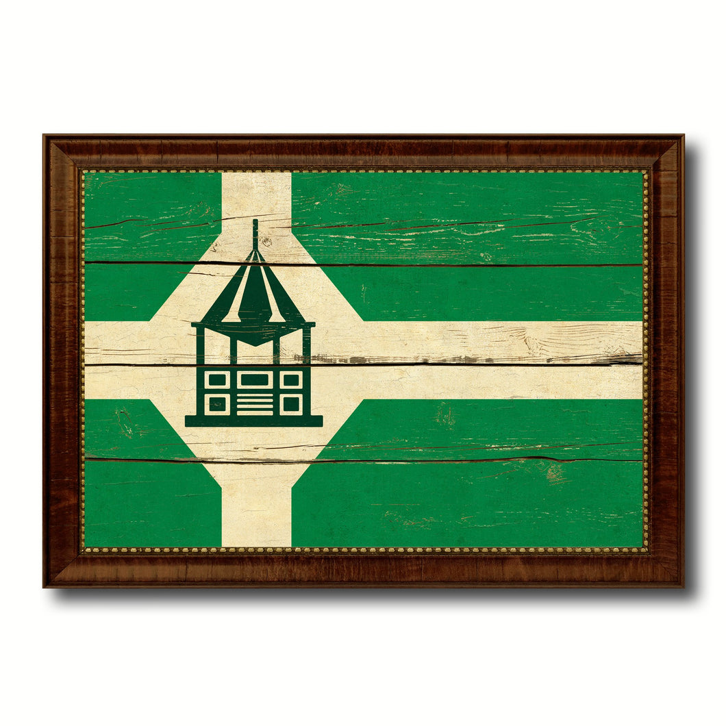 Milford City Connecticut State Vintage Flag Canvas Print Brown Picture Frame