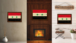 Syria Country Flag Vintage Canvas Print with Brown Picture Frame Home Decor Gifts Wall Art Decoration Artwork