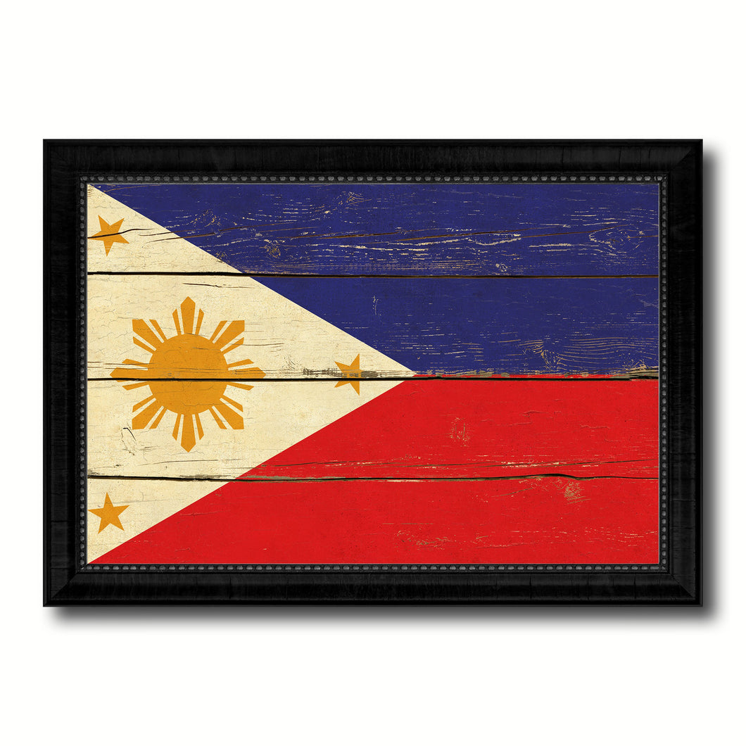 Philippines Country Flag Vintage Canvas Print with Black Picture Frame Home Decor Gifts Wall Art Decoration Artwork